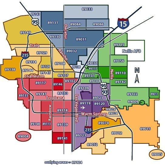 Las Vegas mapa con códigos postales