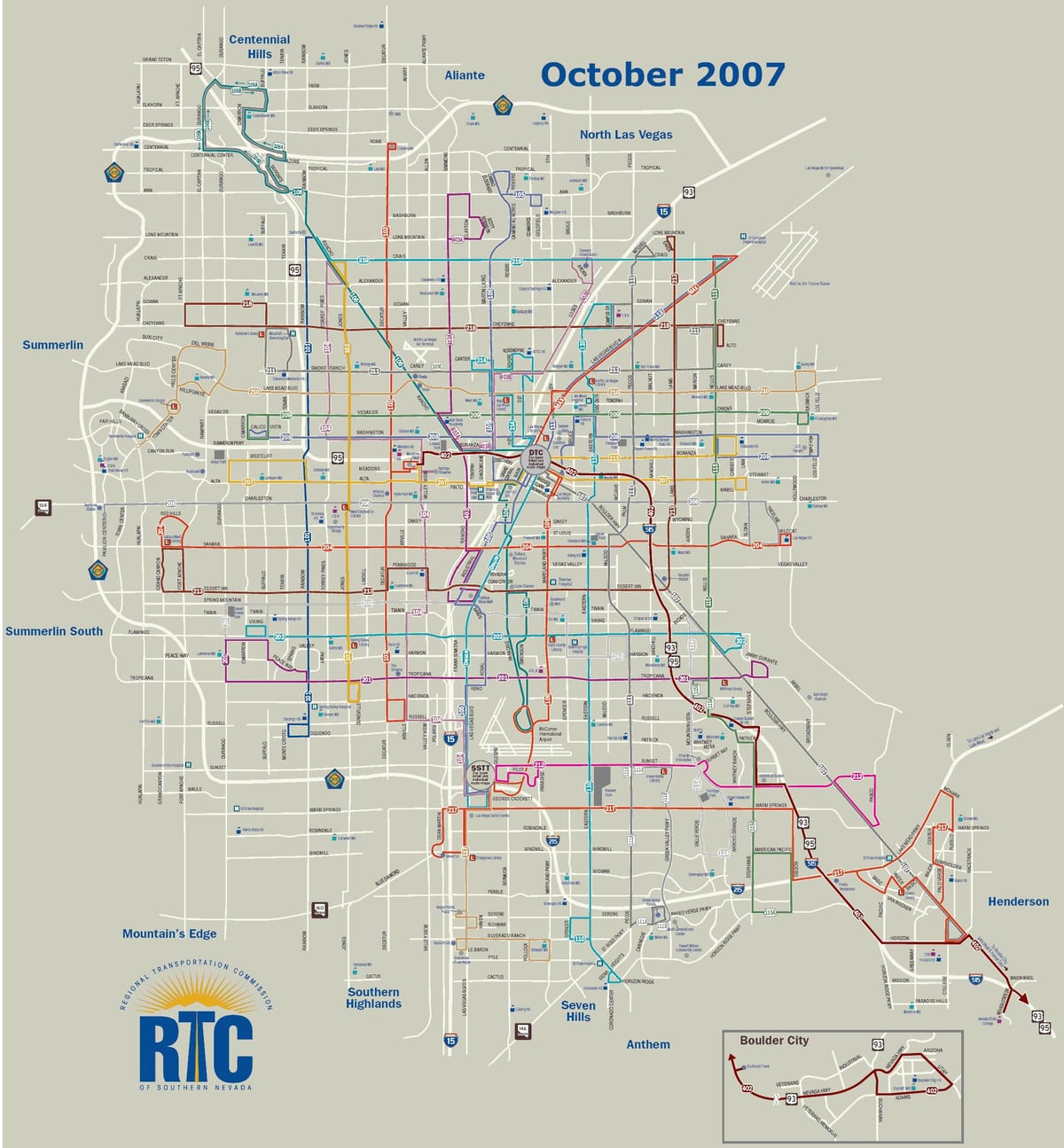 Las Vegas mapa de ruta de autobús