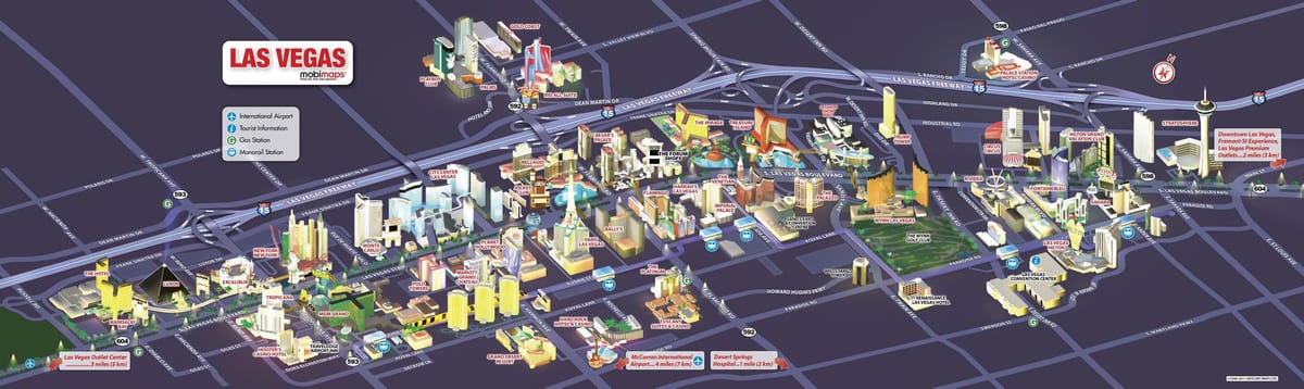 mapa turístico de la strip de Las Vegas