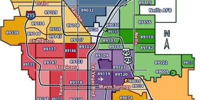 Las Vegas mapa con códigos postales