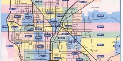 El código postal mapa de Las Vegas
